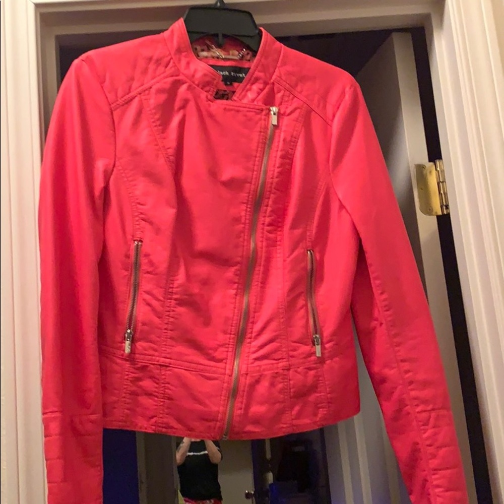 Coral leather jacket